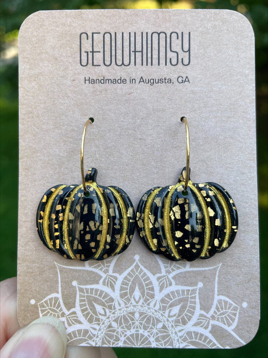 Geo Whimsy - Pumpkin Earrings (polymer clay)
